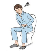 排便時の不快感(なかなか出ない、強いいきみ、残便感など)。
排便時の不快な状態も便秘の患者さんによくみられる症状